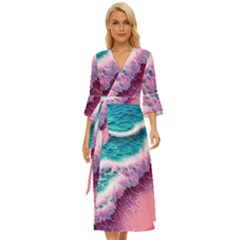 Summer Waves In Pink Ii Midsummer Wrap Dress