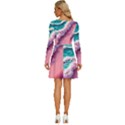 Summer Waves In Pink Ii Long Sleeve Wide Neck Velvet Dress View4