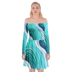 The Power Of The Ocean Iii Off Shoulder Skater Dress by GardenOfOphir