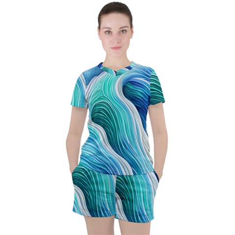 The Power Of The Ocean Iii Women s Tee And Shorts Set by GardenOfOphir