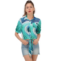 The Power Of The Ocean Iii Tie Front Shirt  by GardenOfOphir