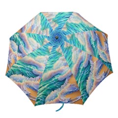 Waves At The Ocean s Edge Folding Umbrellas by GardenOfOphir