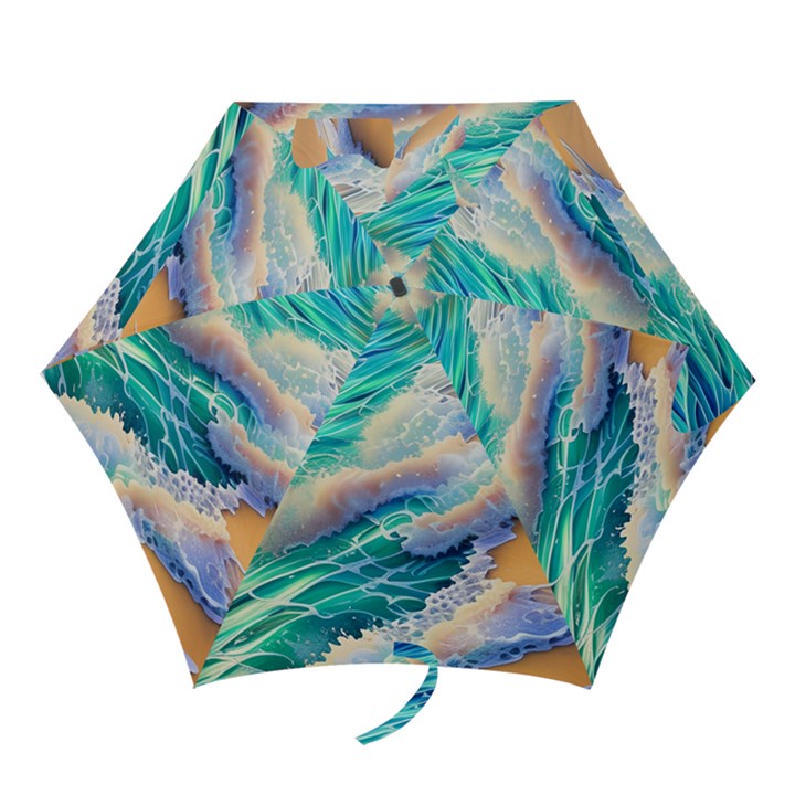 Waves At The Ocean s Edge Mini Folding Umbrellas