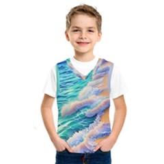 Waves At The Ocean s Edge Kids  Basketball Tank Top by GardenOfOphir