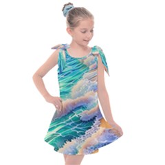 Waves At The Ocean s Edge Kids  Tie Up Tunic Dress by GardenOfOphir