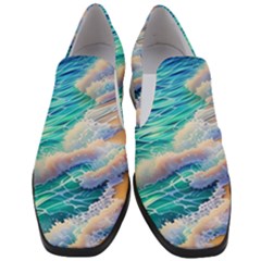 Waves At The Ocean s Edge Women Slip On Heel Loafers by GardenOfOphir