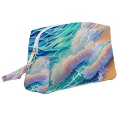 Waves At The Ocean s Edge Wristlet Pouch Bag (large) by GardenOfOphir