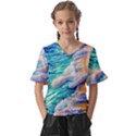 Waves At The Ocean s Edge Kids  V-Neck Horn Sleeve Blouse View1