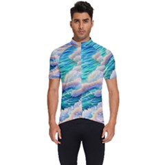 Waves At The Ocean s Edge Men s Short Sleeve Cycling Jersey