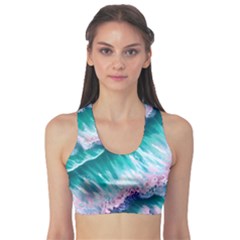 Summer Waves In Pink Iii Sports Bra by GardenOfOphir