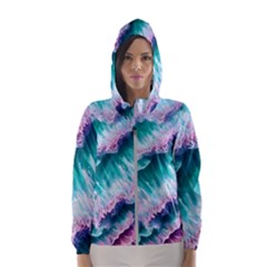 Summer Waves In Pink Iii Women s Hooded Windbreaker by GardenOfOphir