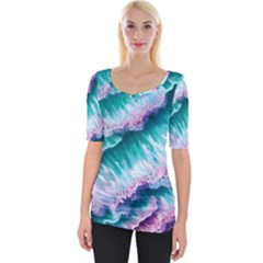 Summer Waves In Pink Iii Wide Neckline Tee