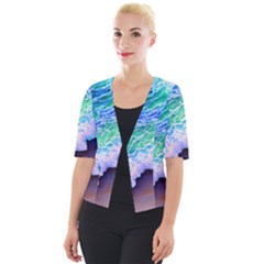 Blue Wave Ii Cropped Button Cardigan by GardenOfOphir