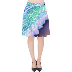 Blue Wave Ii Velvet High Waist Skirt by GardenOfOphir