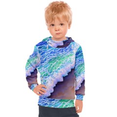 Blue Wave Ii Kids  Hooded Pullover by GardenOfOphir