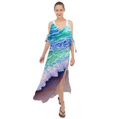 Blue Wave Ii Maxi Chiffon Cover Up Dress by GardenOfOphir