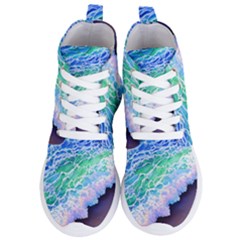 Blue Wave Ii Women s Lightweight High Top Sneakers by GardenOfOphir