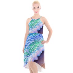 Blue Wave Ii High-low Halter Chiffon Dress  by GardenOfOphir