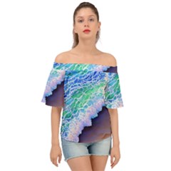 Blue Wave Ii Off Shoulder Short Sleeve Top by GardenOfOphir