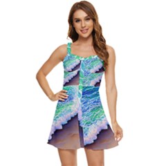 Blue Wave Ii Ruffle Edge Bra Cup Chiffon Mini Dress