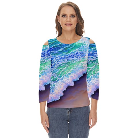 Blue Wave Ii Cut Out Wide Sleeve Top by GardenOfOphir