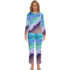 Blue Wave Ii Womens  Long Sleeve Lightweight Pajamas Set