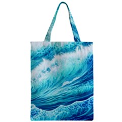 Blue Ocean Wave Watercolor Ii Zipper Classic Tote Bag by GardenOfOphir