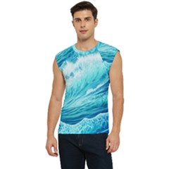 Blue Ocean Wave Watercolor Ii Men s Raglan Cap Sleeve Tee by GardenOfOphir