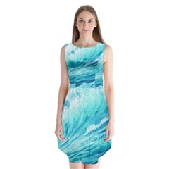 Blue Ocean Wave Watercolor Ii Sleeveless Chiffon Dress   by GardenOfOphir