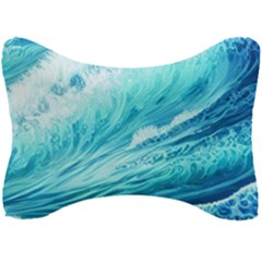 Blue Ocean Wave Watercolor Ii Seat Head Rest Cushion by GardenOfOphir