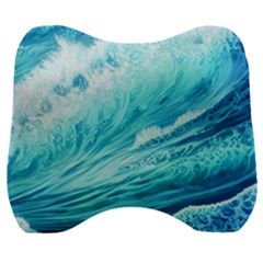 Blue Ocean Wave Watercolor Ii Velour Head Support Cushion by GardenOfOphir