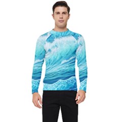 Blue Ocean Wave Watercolor Ii Men s Long Sleeve Rash Guard by GardenOfOphir