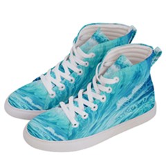 Blue Ocean Wave Watercolor Ii Women s Hi-top Skate Sneakers by GardenOfOphir