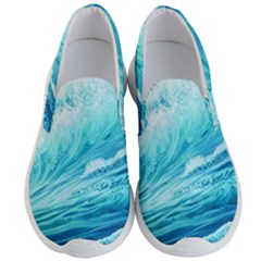 Blue Ocean Wave Watercolor Ii Men s Lightweight Slip Ons by GardenOfOphir