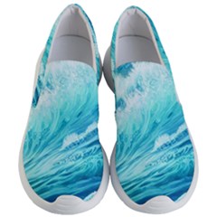 Blue Ocean Wave Watercolor Ii Women s Lightweight Slip Ons by GardenOfOphir