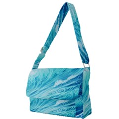 Blue Ocean Wave Watercolor Ii Full Print Messenger Bag (s) by GardenOfOphir