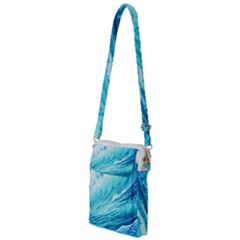 Blue Ocean Wave Watercolor Ii Multi Function Travel Bag by GardenOfOphir