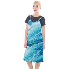 Blue Ocean Wave Watercolor Ii Camis Fishtail Dress by GardenOfOphir