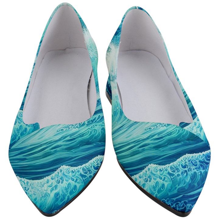 Blue Ocean Wave Watercolor Ii Women s Block Heels 