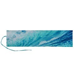 Blue Ocean Wave Watercolor Ii Roll Up Canvas Pencil Holder (l) by GardenOfOphir