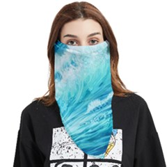 Blue Ocean Wave Watercolor Ii Face Covering Bandana (triangle) by GardenOfOphir