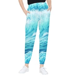 Blue Ocean Wave Watercolor Ii Tapered Pants by GardenOfOphir