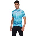 Blue Ocean Wave Watercolor Ii Men s Short Sleeve Cycling Jersey View2