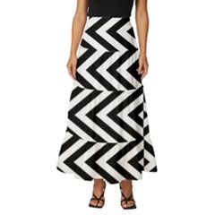 Abstract Lines Pattern Art Design Background Tiered Ruffle Maxi Skirt