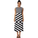 Abstract Lines Pattern Art Design Background Sleeveless Round Neck Midi Dress View1