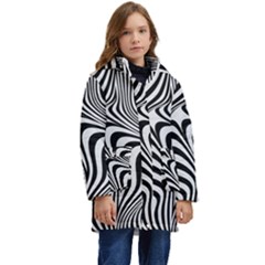 Pattern Geometric Lines Shapes Design Art Kid s Hooded Longline Puffer Jacket by Ravend