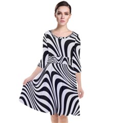 Pattern Geometric Lines Shapes Design Art Quarter Sleeve Waist Band Dress by Ravend