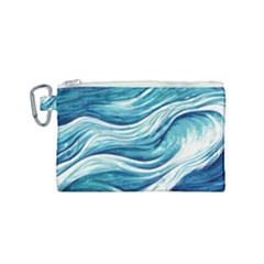 Abstract Blue Ocean Waves Canvas Cosmetic Bag (Small)