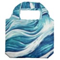 Abstract Blue Ocean Waves Premium Foldable Grocery Recycle Bag View2