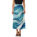 Abstract Blue Ocean Waves Classic Midi Chiffon Skirt View1